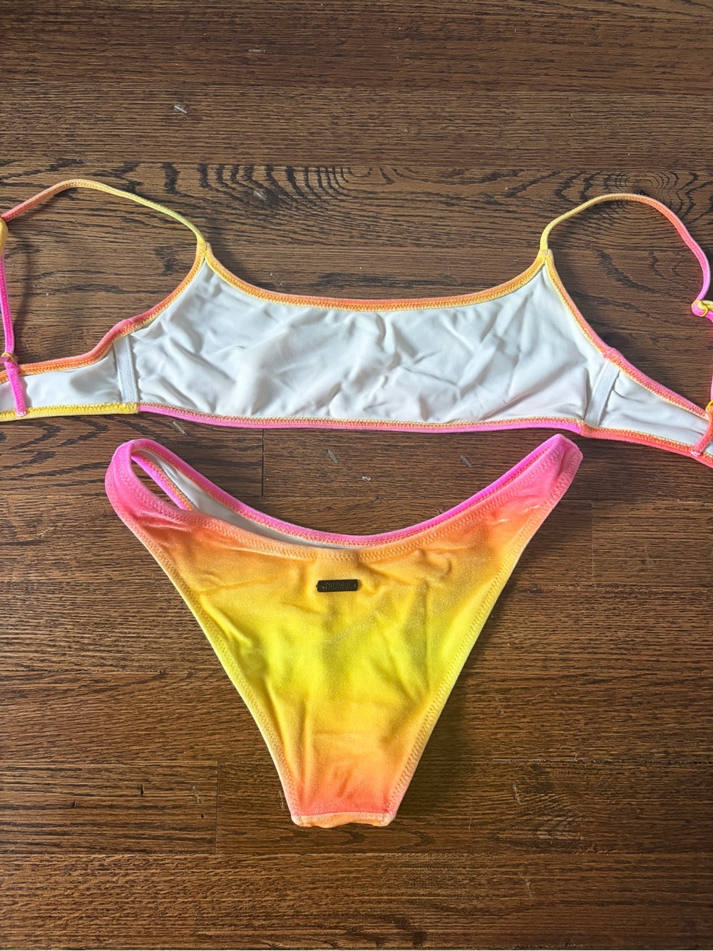triangl swimwear Pink to Yellow Ombre Velvet Bikini Top - Picture 2 of 3